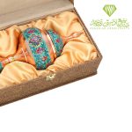 شکلات خوری مس و پرداز در جعبه نفیس ترمه 2 صنایع دستی زبرجد
